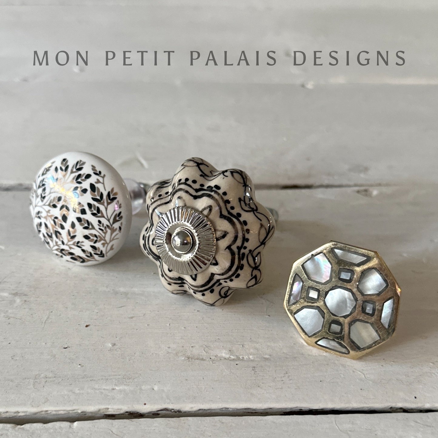 Gold Hexogen Mother of Pearl Knob