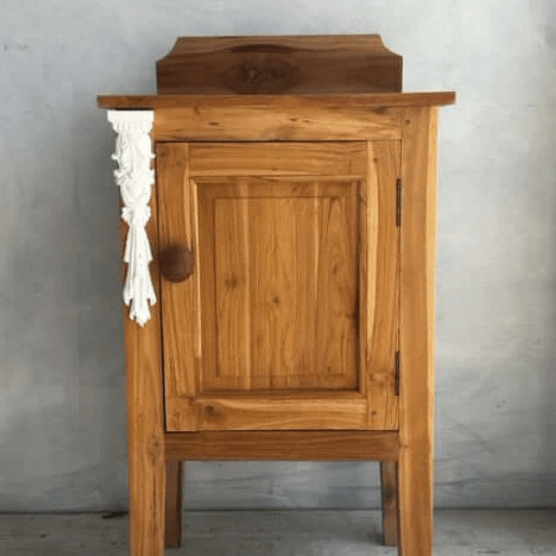 Drop 018 - Resin Applique for Furniture & Crafts applied to a wooden nightstand.