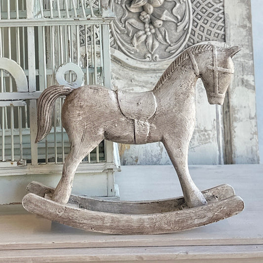 White Rustic Charm Rocking Horse