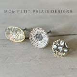 Grey Gilded Bloom Ceramic Drawer Knob