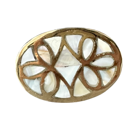 Brass & Mother of Pearl Oval Knob