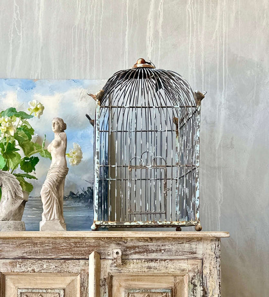 Rustic Aqua Blue Metal Bird Cage Mon Petit Palais Designs