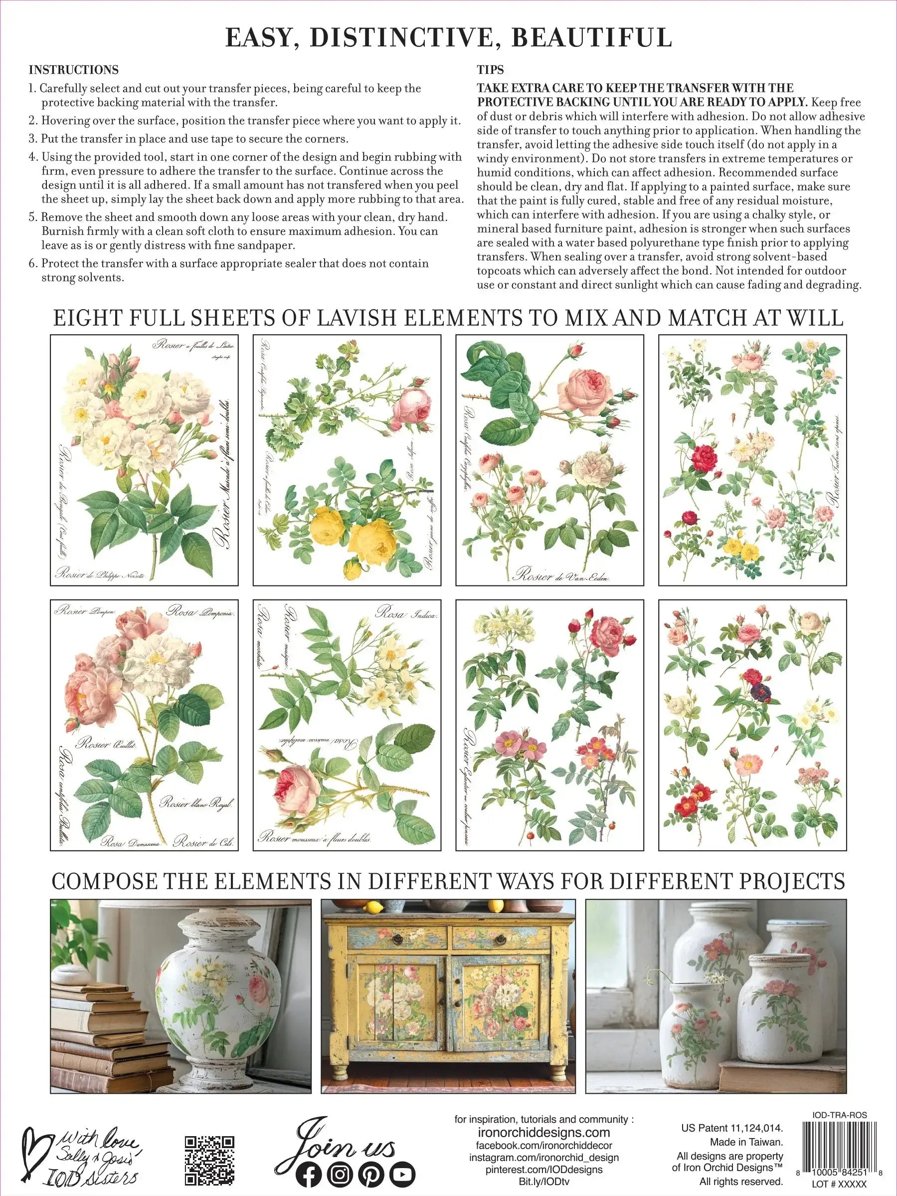 NEW - ROSE BOTANICAL IOD TRANSFER 12X16 PAD™