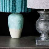 Lamp bases painted with Craqueleur crackle varnish and Chalk Paint in French Linen and Provence and Graphite 