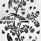 Botanical Bird and Branch Stencil Two-Part