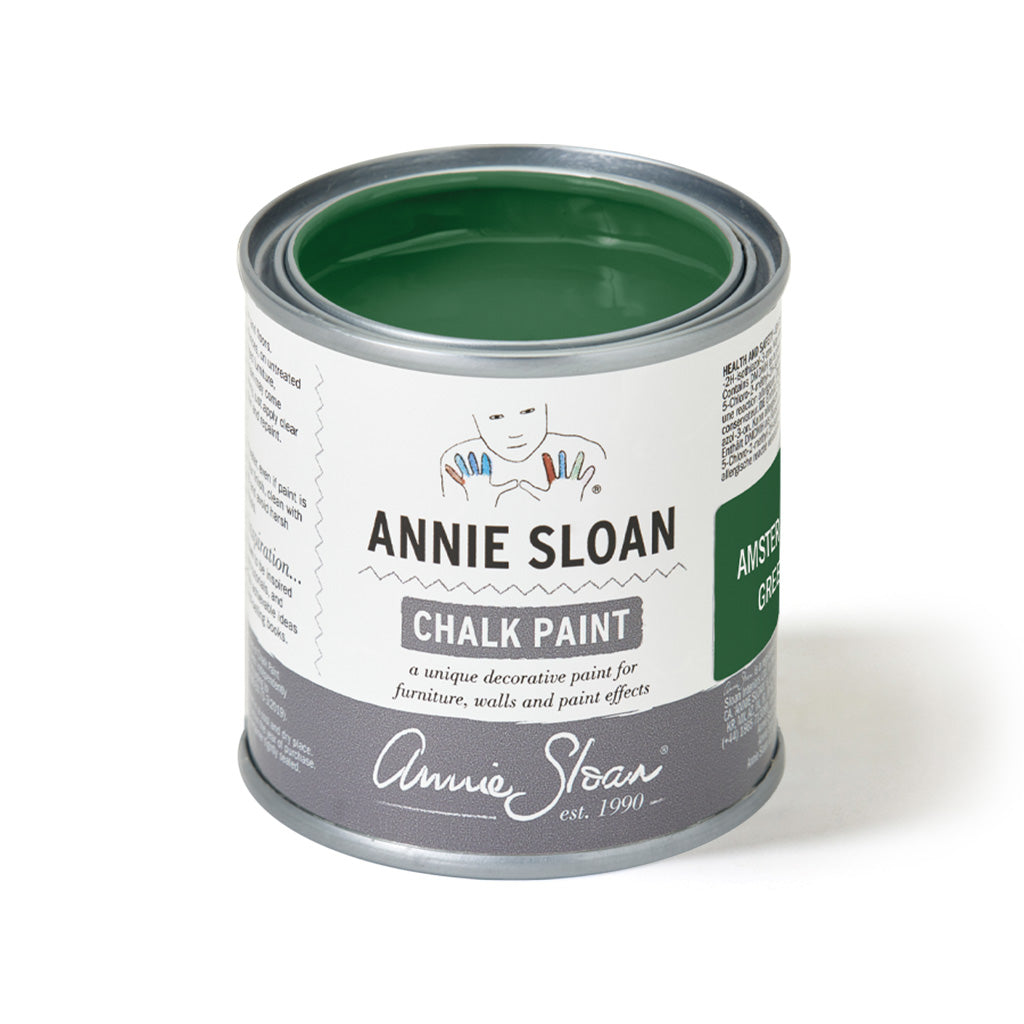 Amsterdam Green - Annie Sloan Chalk Paint can featuring a bold green color for furniture and walls.