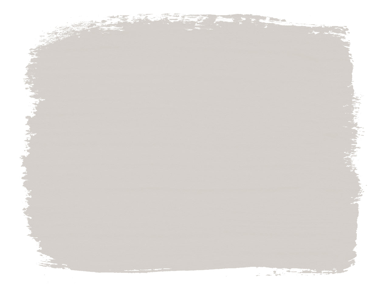 Paint swatch of Annie Sloan Chalk Paint in Rococo White, showing its soft, neutral white tone with a delicate pinkish warmth.