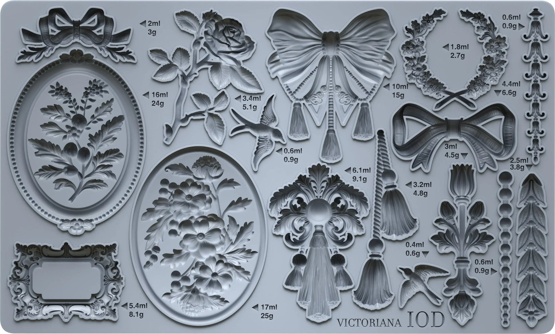 IOD Victoriana Decor Mould features intricate Victorian motifs for creative projects, perfect for crafting and decorating.