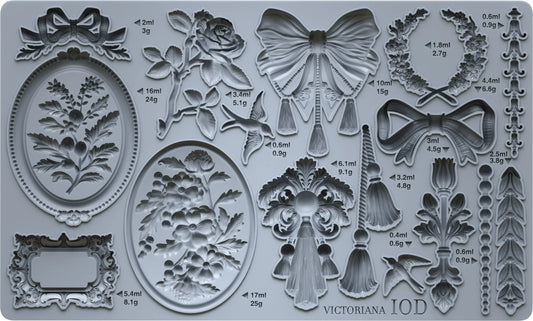 IOD Victoriana Decor Mould features intricate Victorian motifs for creative projects, perfect for crafting and decorating.