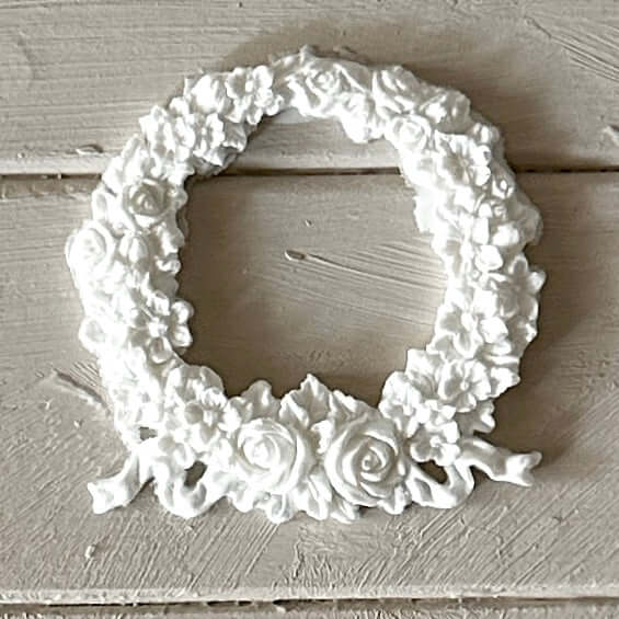 Wreath 002 - Resin Applique for Furniture & Crafts featuring delicate floral design and tiny roses.