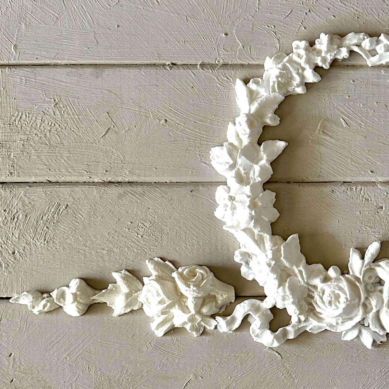 Drop 019 - Resin Applique for Furniture & Crafts displayed on wood backdrop.