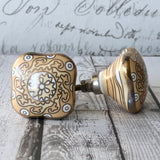 Old Ochre & Gold Ceramic Knob