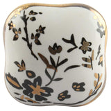 White Black & Gold Floral Ceramic Knob