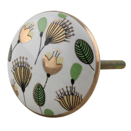 Green & Gold Botanic Ceramic Knob
