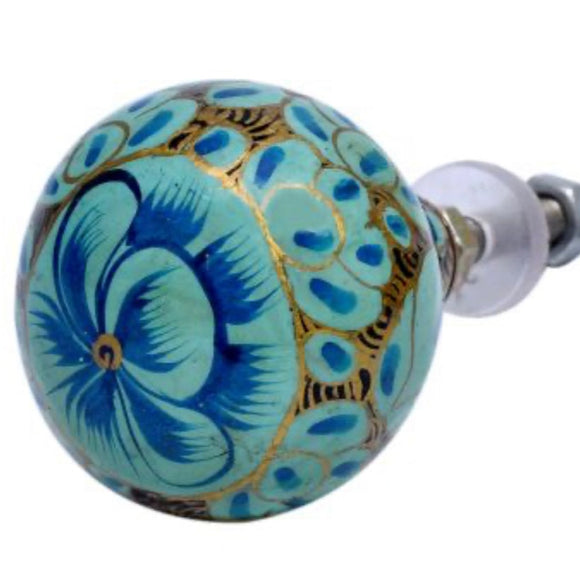 Turquoise Blue Boho Flower Knob