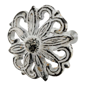 White Iron Cut-Out Detail Knob