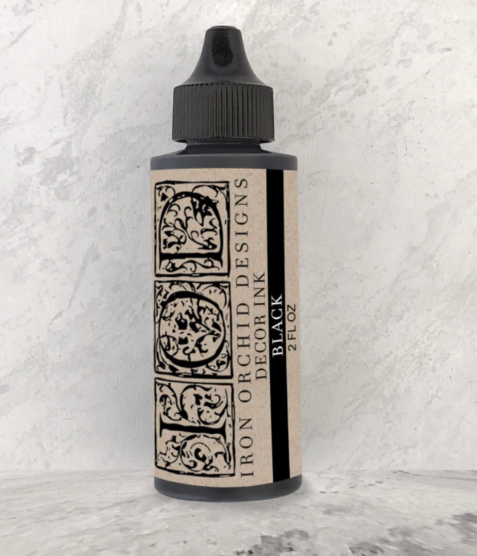 Refillable IOD Black Decor Ink for stamping on fabric, furniture and craft projects 