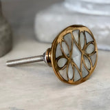 Brass & Mother of Pearl Oval Knob