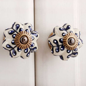 Olivia Blue flower Ceramic Handles