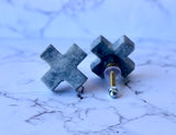 Grey Marble Cross Knob