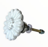 White Daisy Ceramic Knob