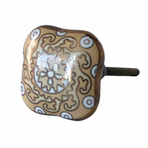 Old Ochre & Gold Ceramic Knob