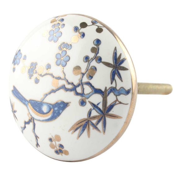 Blue Bird Ceramic Knob