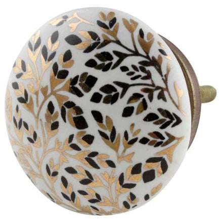 Golden Leaves Ceramic Knob