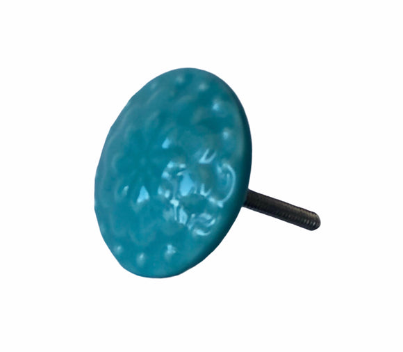 Turquoise Flower Ceramic Knob