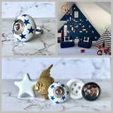 White & Blue Stars Ceramic Knob