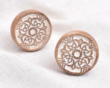 White & Wood Carved Knob