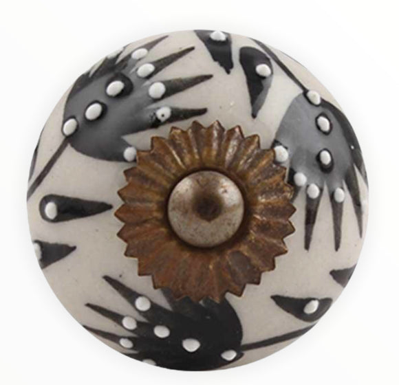 Mila Black & Cream Ceramic Knob