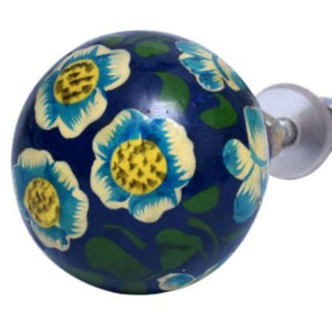 Water Lily Blue Boho Flower Knob