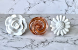 White Daisy Ceramic Knob