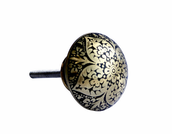 Billie Gold & Black Moroccan Engraved Knob