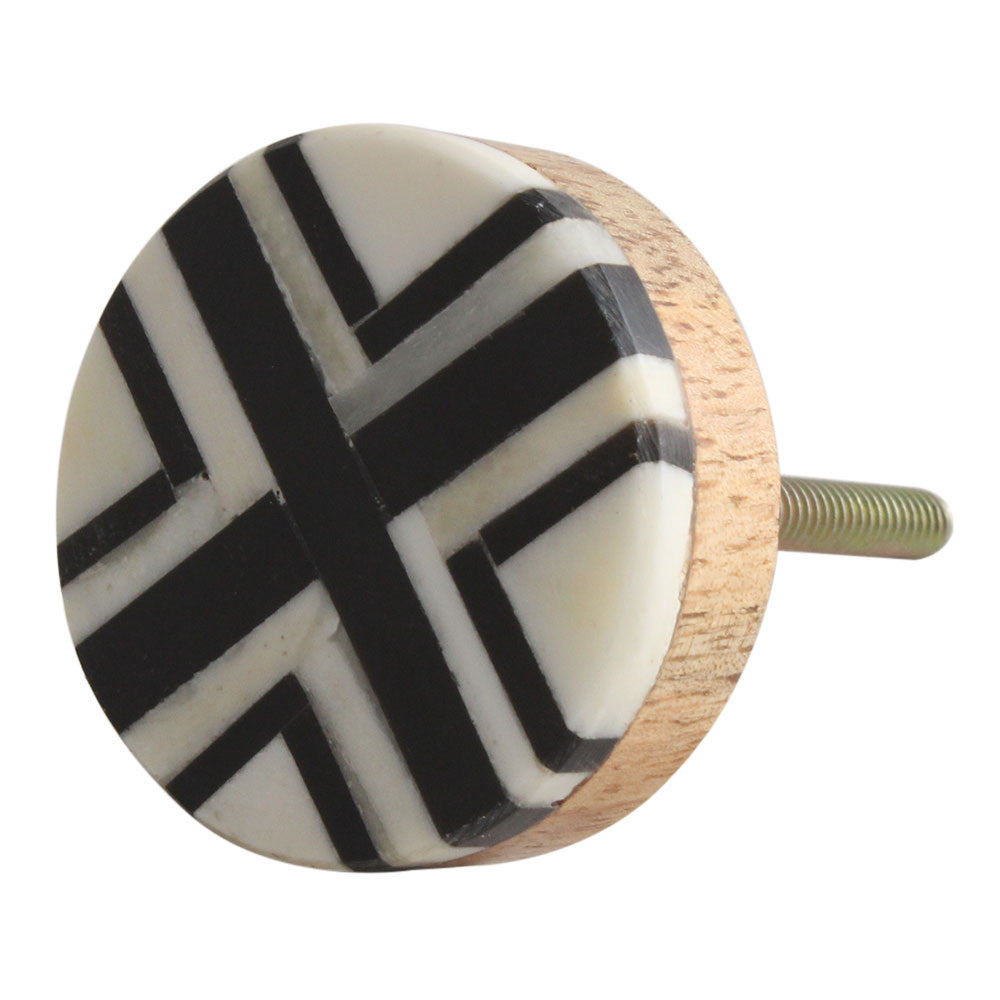 Black & Cream Cross Bone Knob
