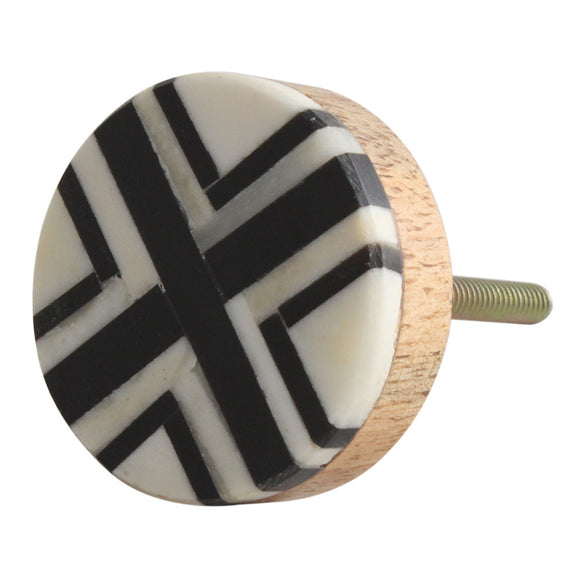 Black & Cream Cross Bone Knob