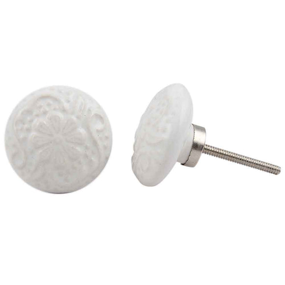 Bobby white ceramic drawer pull/knob